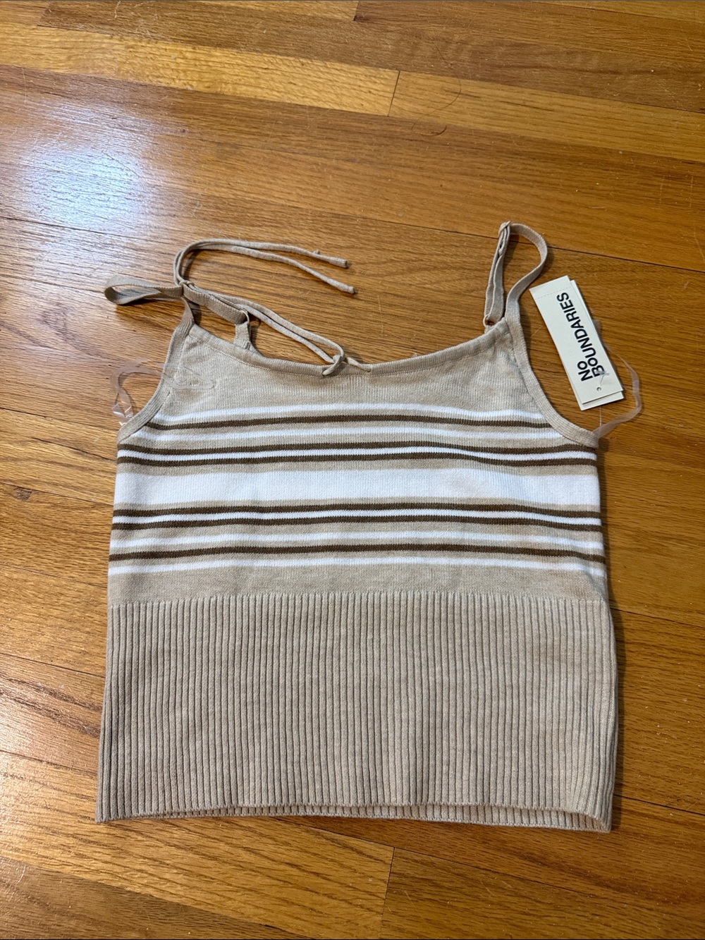 No Boundaries Beige, Cream & Brown Striped Knit Camisole